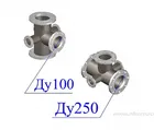 Купить крест фланцевый с пожарной подставкой ППКФ отросток 100мм (сталь) d-250мм