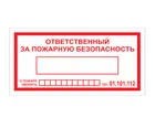 Знак F-20 / В-43 (Ответственный за пожарную безопасность / При пожаре звонить 01, 101, 112) Знак F-20 / В-43 (Ответственный за пожарную безопасность / При пожаре звонить 01, 101, 112)