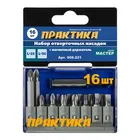 Набор бит ПРАКТИКА "Мастер" 16 шт 25 и 50 мм PH, PZ, HEX SL, TORX держатель 60
